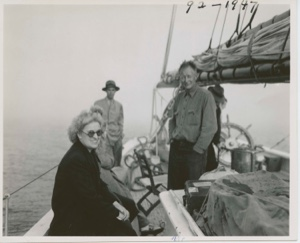 Image: Mrs. Henley (Christian Science reporter) on quarter deck